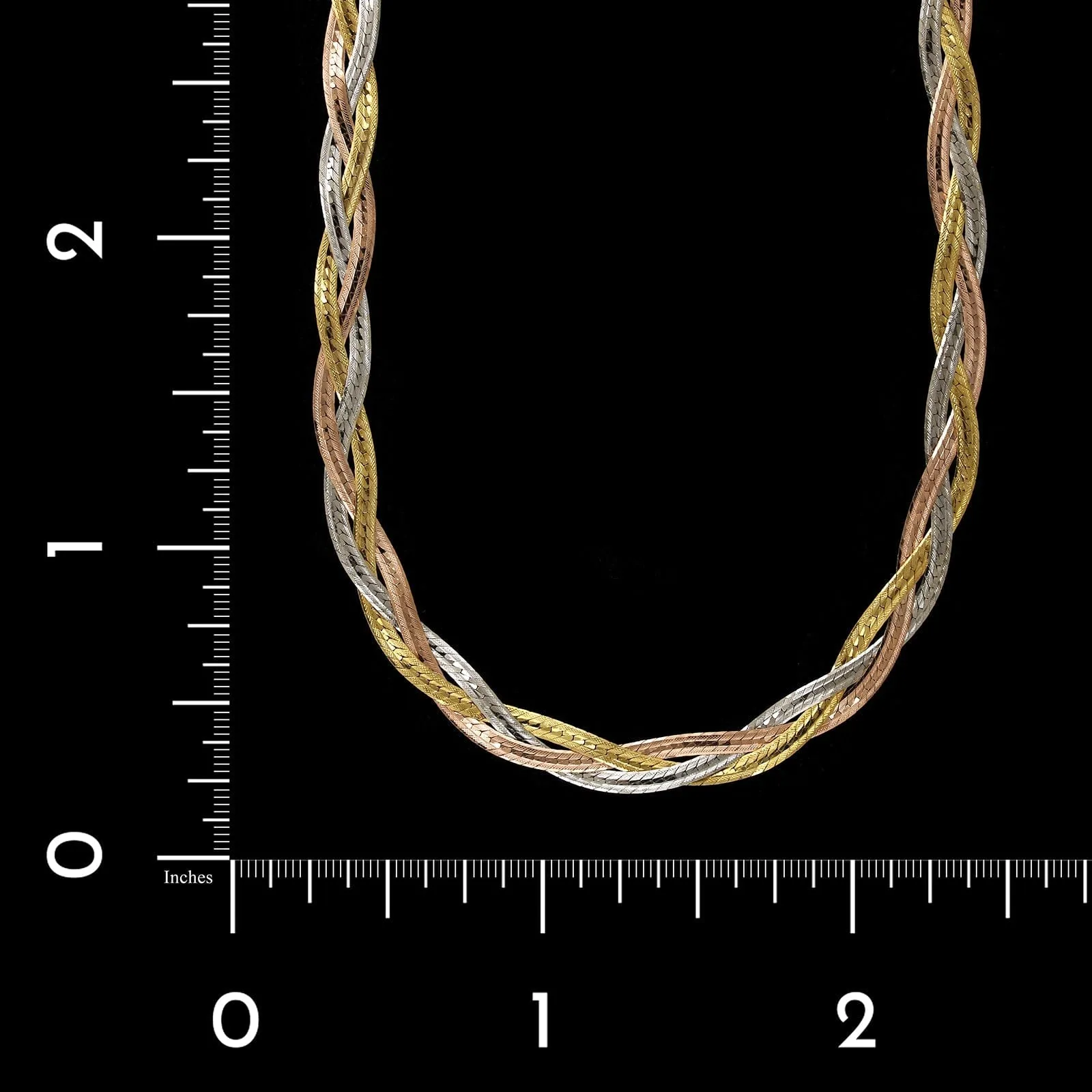 14K Tricolor Gold Estate Braided Herringbone Necklace