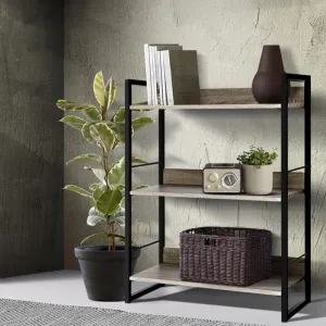 3-Tier Display Shelf, Metal Frame, Wood Grain - Artiss