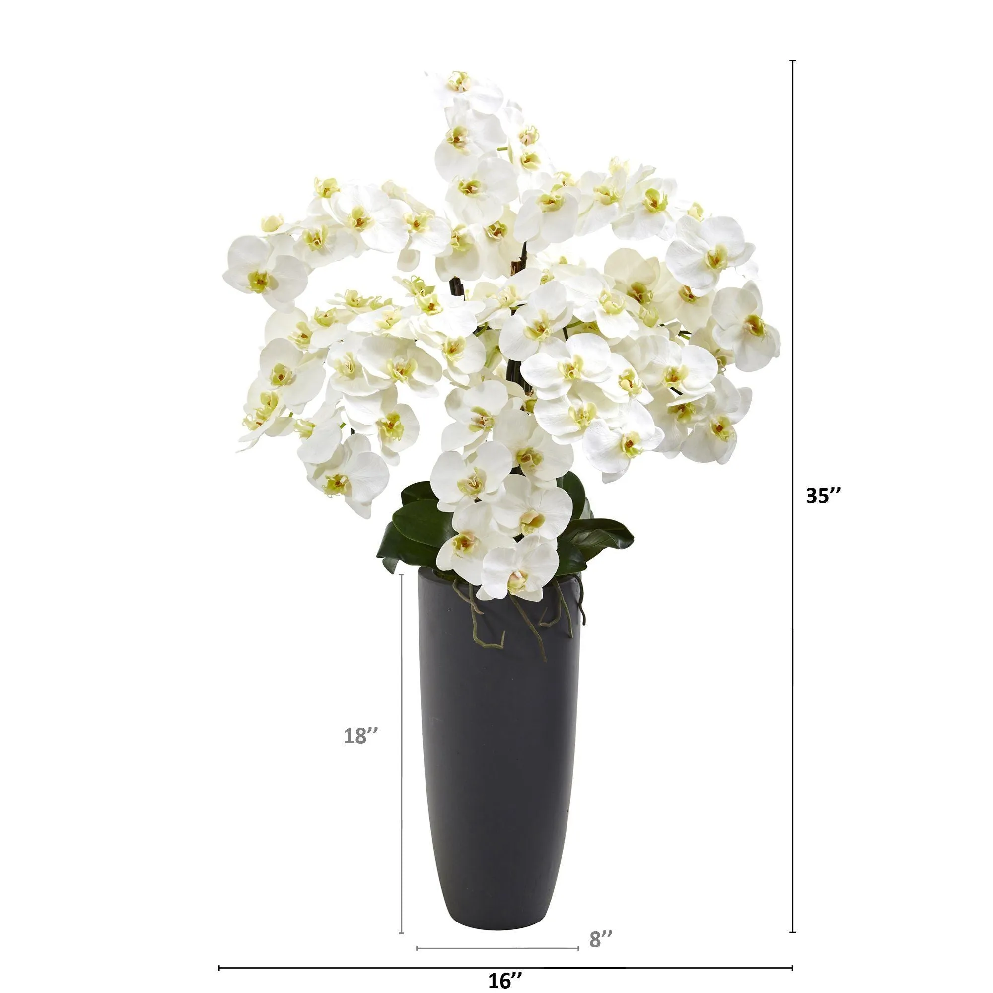 35” Phalaenopsis Orchid Artificial Arrangement in Gray Vase