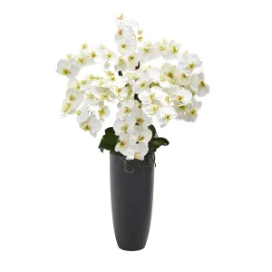 35” Phalaenopsis Orchid Artificial Arrangement in Gray Vase