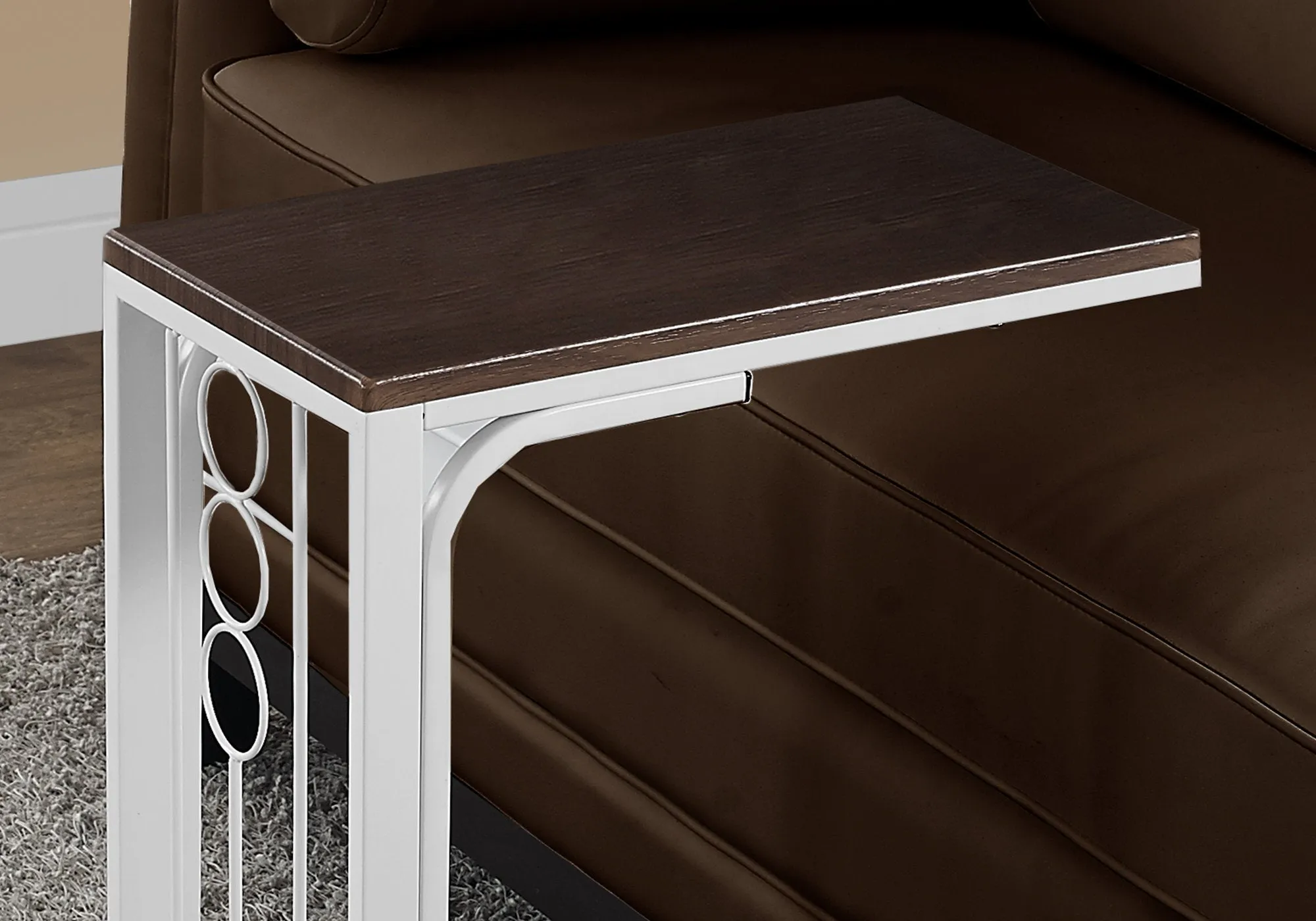 Accent Table - Cherry Top / Antique White Metal