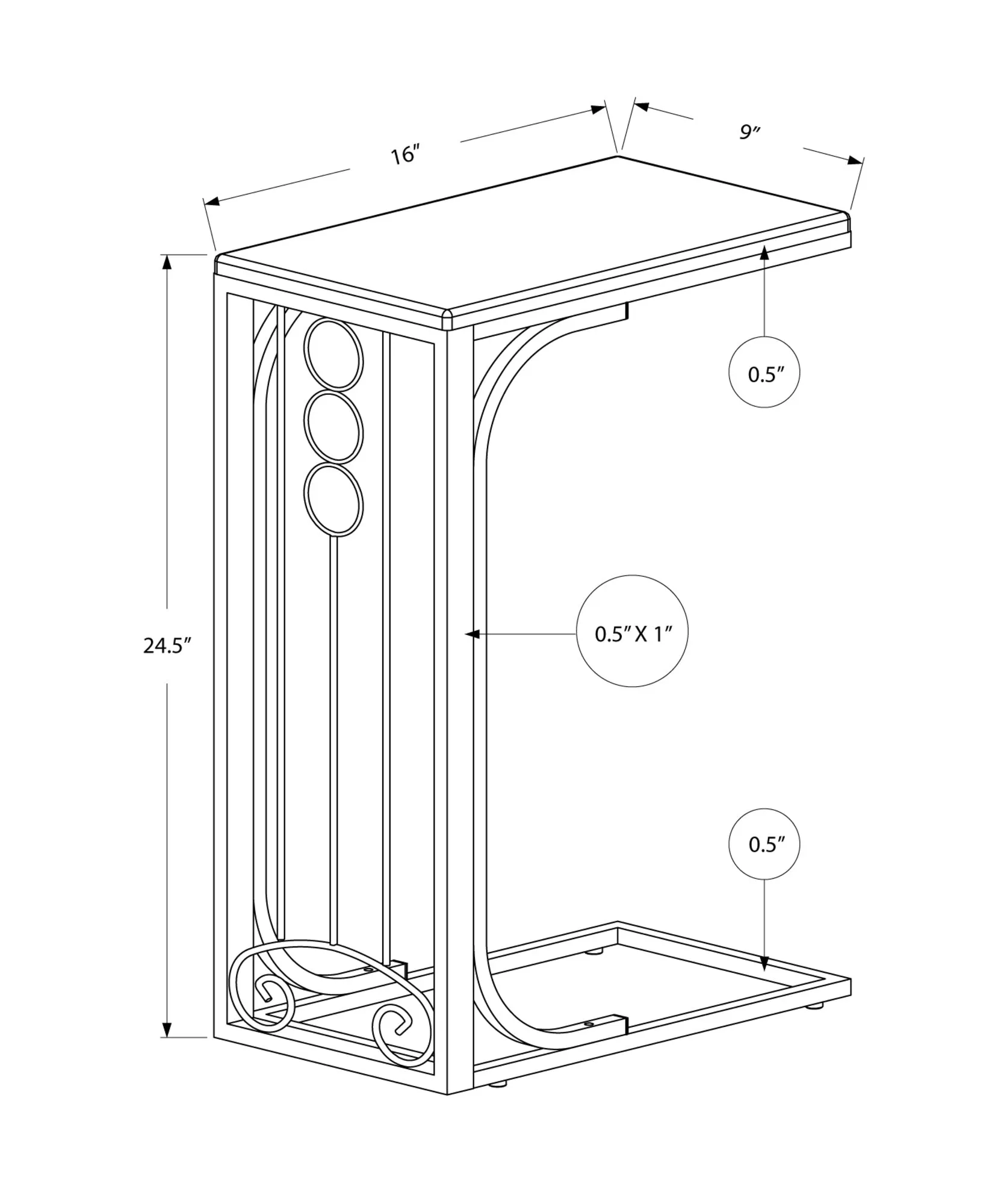 Accent Table - Cherry Top / Antique White Metal