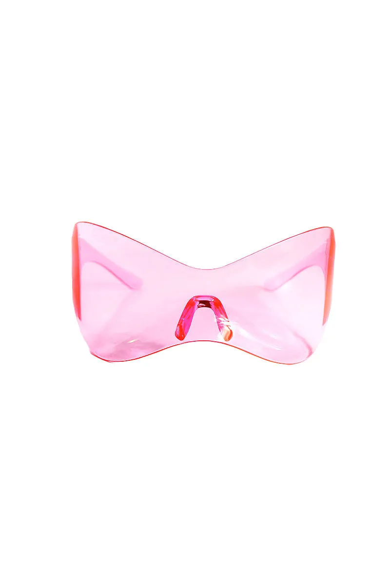 Alien Wrap Around Shield Sunglasses- Pink