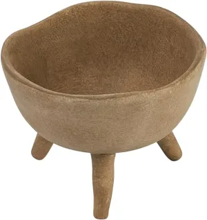 Boho Terracotta Footed Planter with Organic Edge Matte Taupe