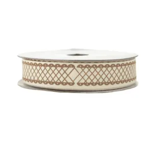 Brown Diamond Checkered Print Cotton Ribbon, 5/8-Inch, 10 Yards,
