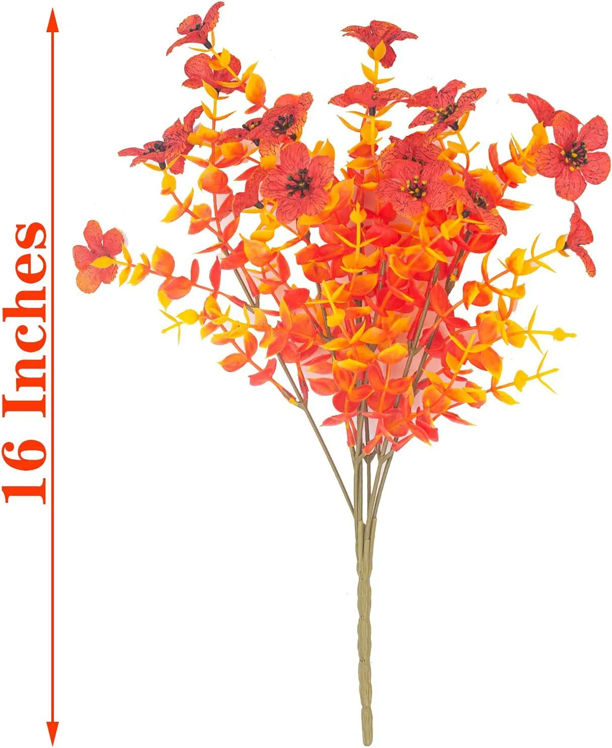 Bulk 16" Autumn Poplar Plants Bush Shrubs UV Resistant Artificial Plants Orange Wholesale