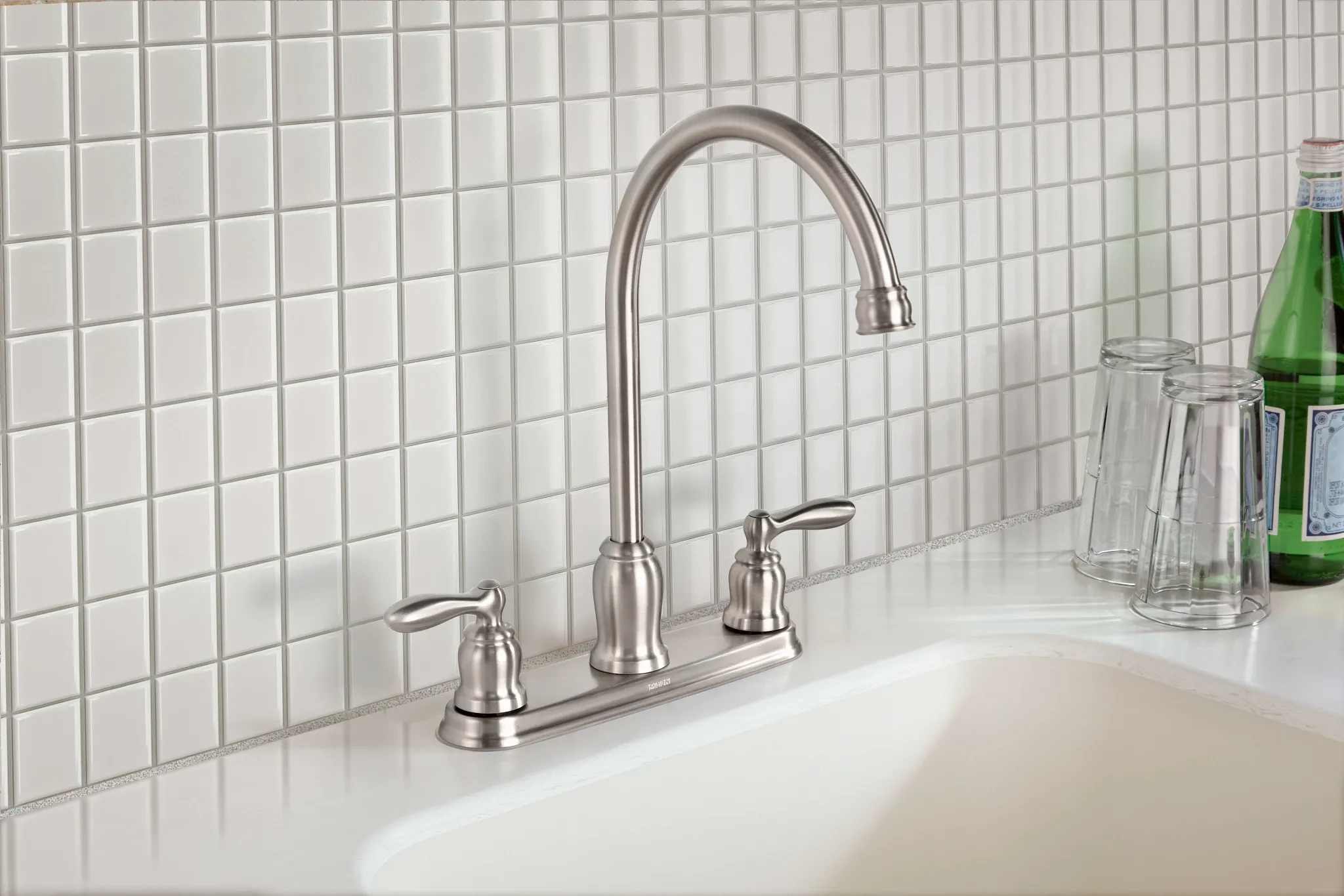 Caldwell Matte black two-handle high arc kitchen faucet