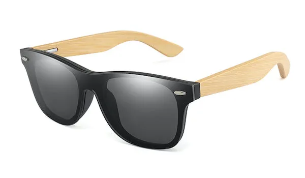Classy Men Black Bamboo Wood Sunglasses