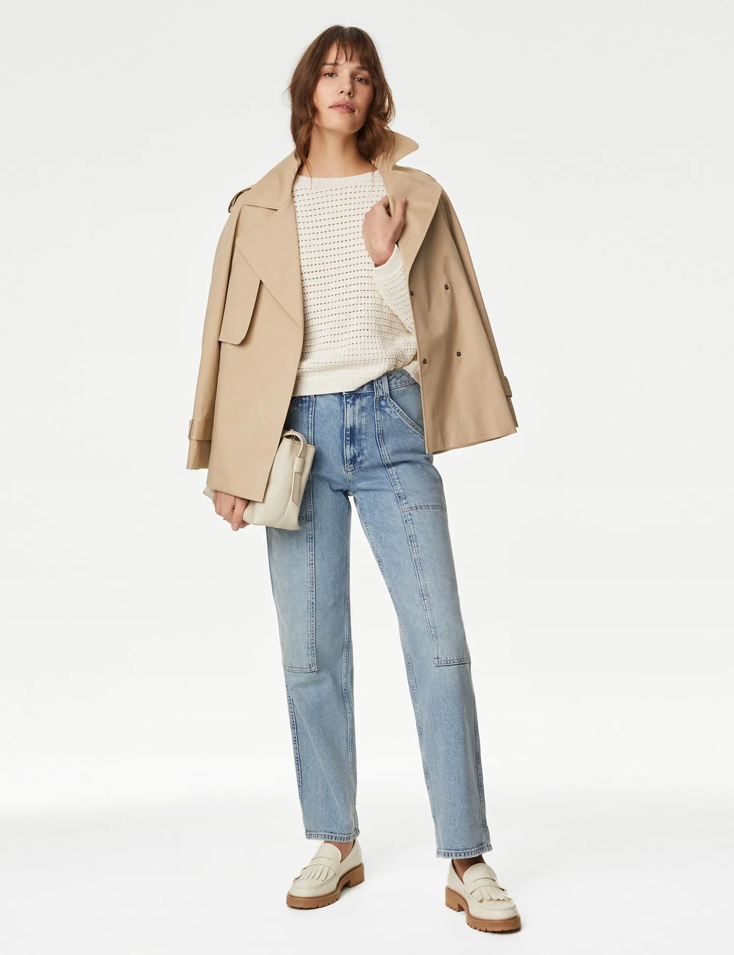 Cotton Rich Textured Crew Neck Jumper