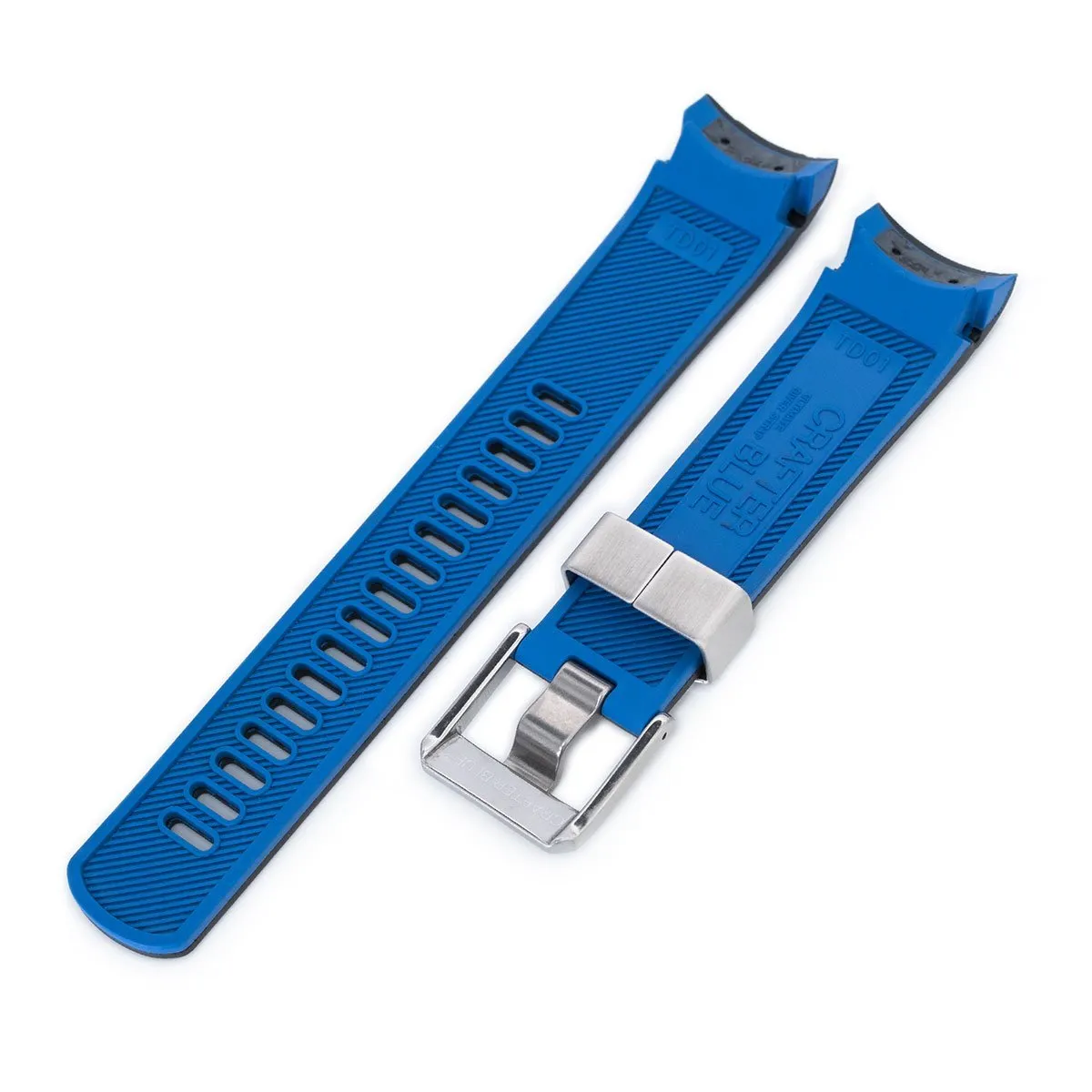Curved End Rubber Strap for TUD BB M79230, Dual Color Curved Black & Blue