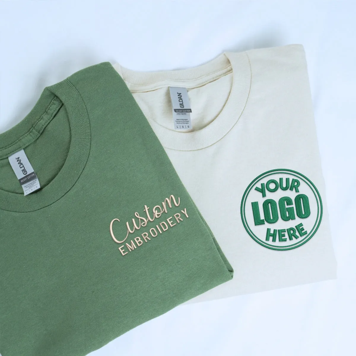 Custom Embroidered Tee, Personalized "ANY TEXT HERE" Logo Shirt