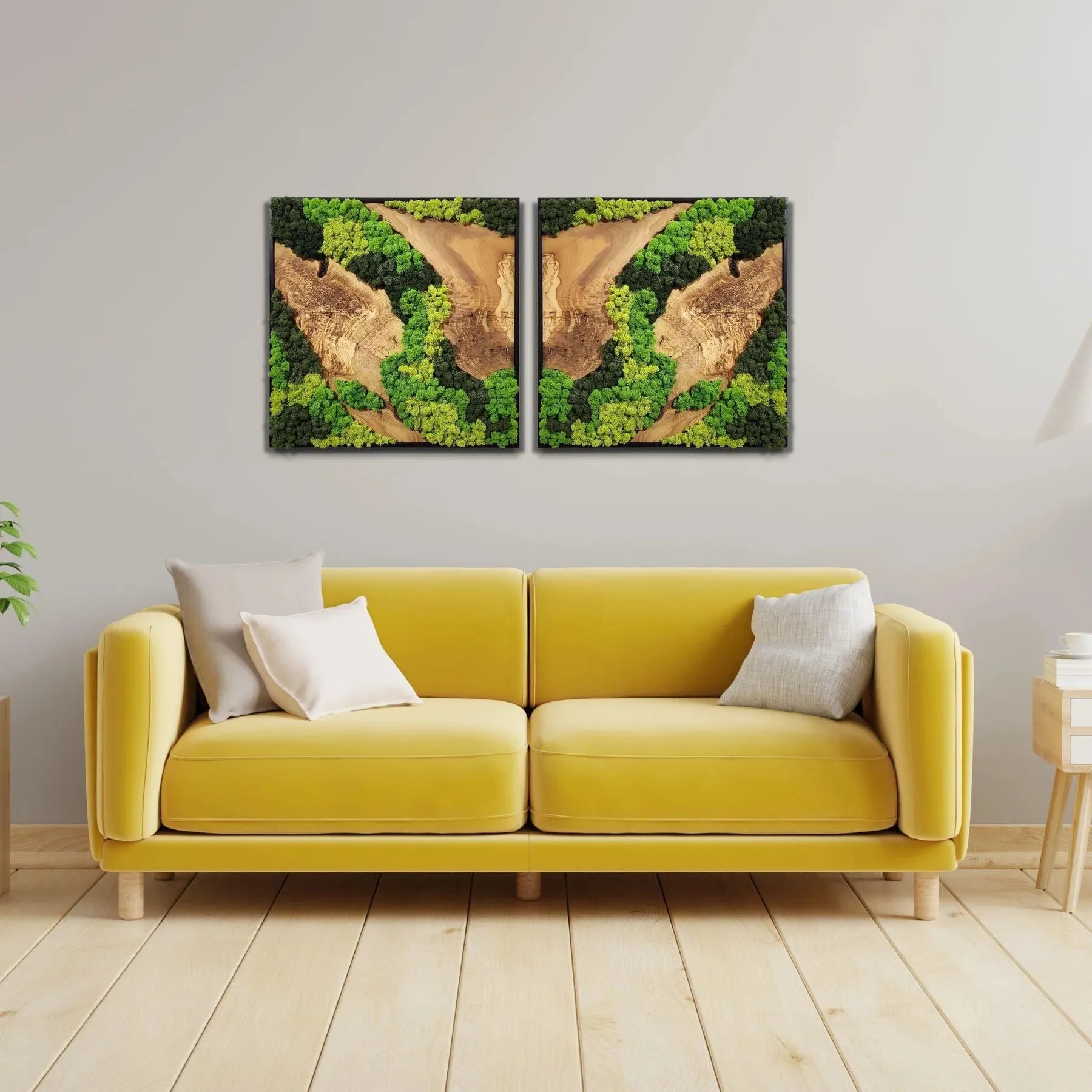 Custom Made Moss and Olive Wood Wall Art 3 Colours | Premium Handmade Wall Sculptures