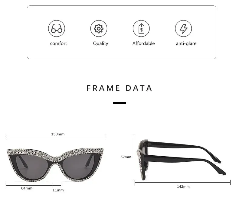 Diamond Frame Cat Eye Sunglasses