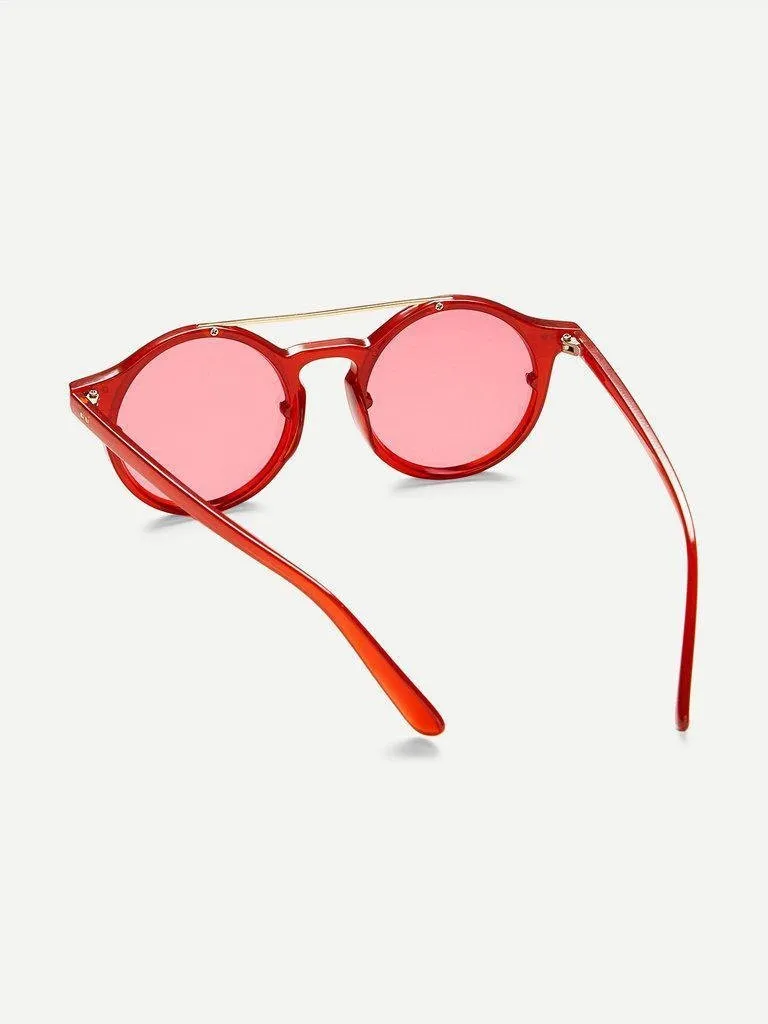 Double Bridge Tinted Lens Sunglasses