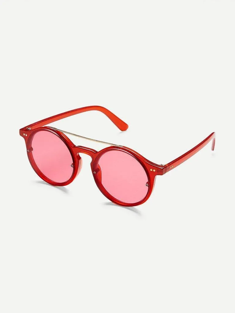 Double Bridge Tinted Lens Sunglasses