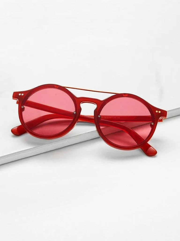 Double Bridge Tinted Lens Sunglasses