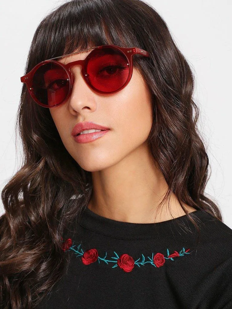 Double Bridge Tinted Lens Sunglasses