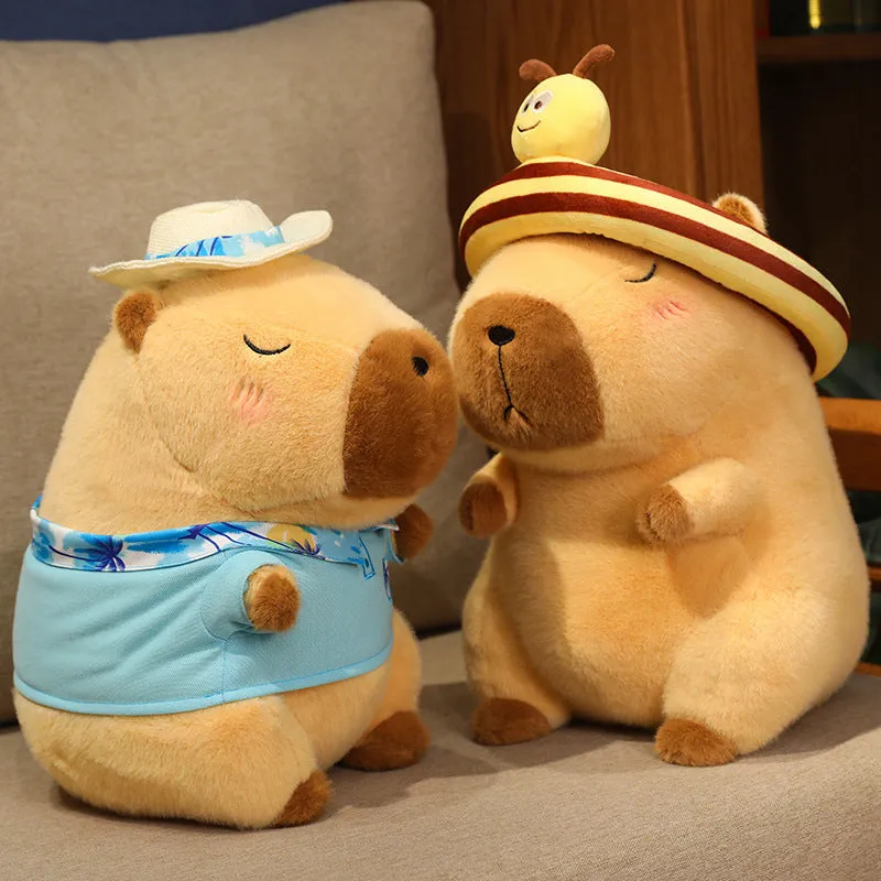 ELAINREN Cute Swimming Capybara Plush Toy Capybara Stuffed Animals with Sunglasses and Swimming Ring /9.8‘’