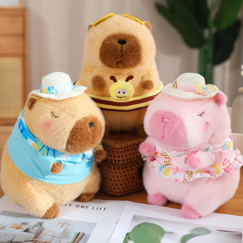 ELAINREN Cute Swimming Capybara Plush Toy Capybara Stuffed Animals with Sunglasses and Swimming Ring /9.8‘’