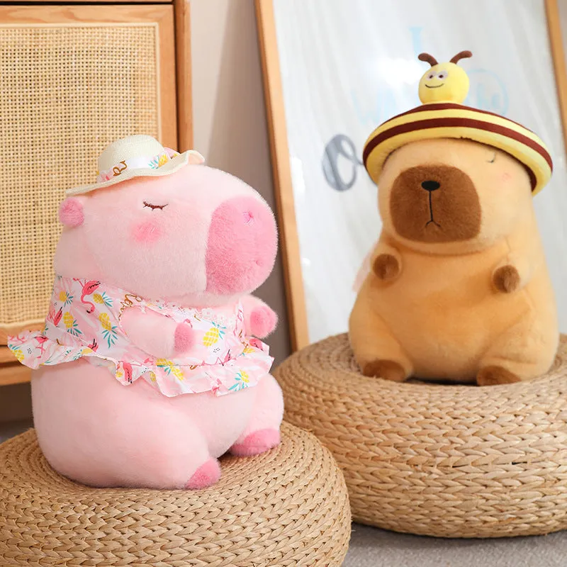ELAINREN Cute Swimming Capybara Plush Toy Capybara Stuffed Animals with Sunglasses and Swimming Ring /9.8‘’