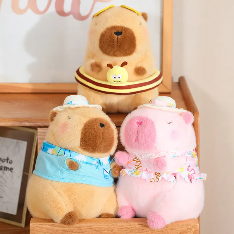 ELAINREN Cute Swimming Capybara Plush Toy Capybara Stuffed Animals with Sunglasses and Swimming Ring /9.8‘’