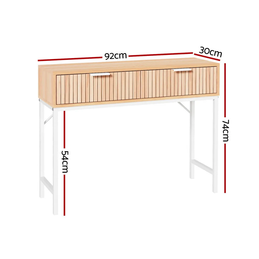 Fluted Front Console Table 2 Drawers MDF Melamine Finish - Artiss