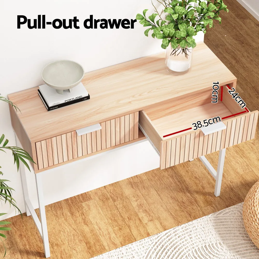 Fluted Front Console Table 2 Drawers MDF Melamine Finish - Artiss