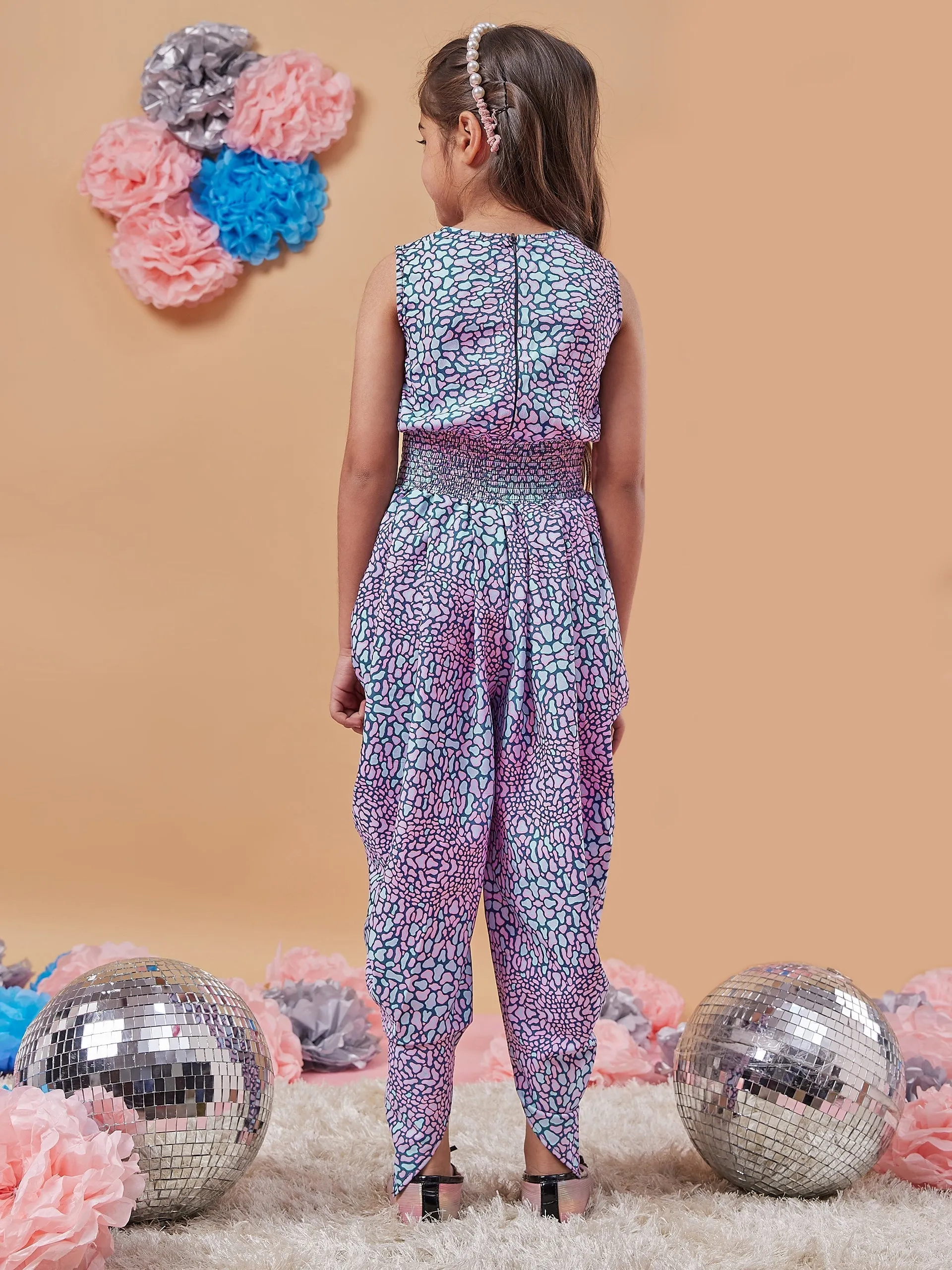 Girls Abstract Printed Basic Jumpsuit