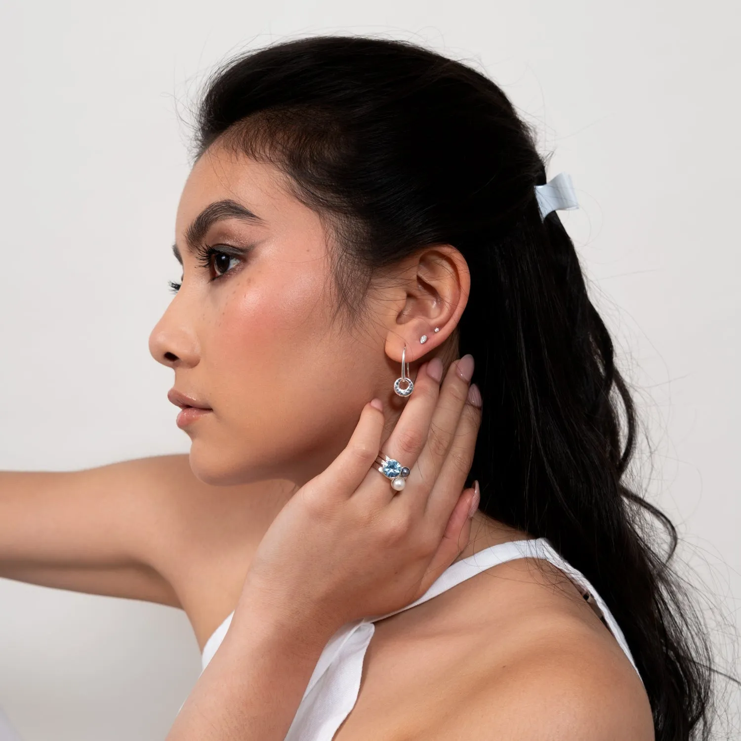Hammered Bean Drop Earrings