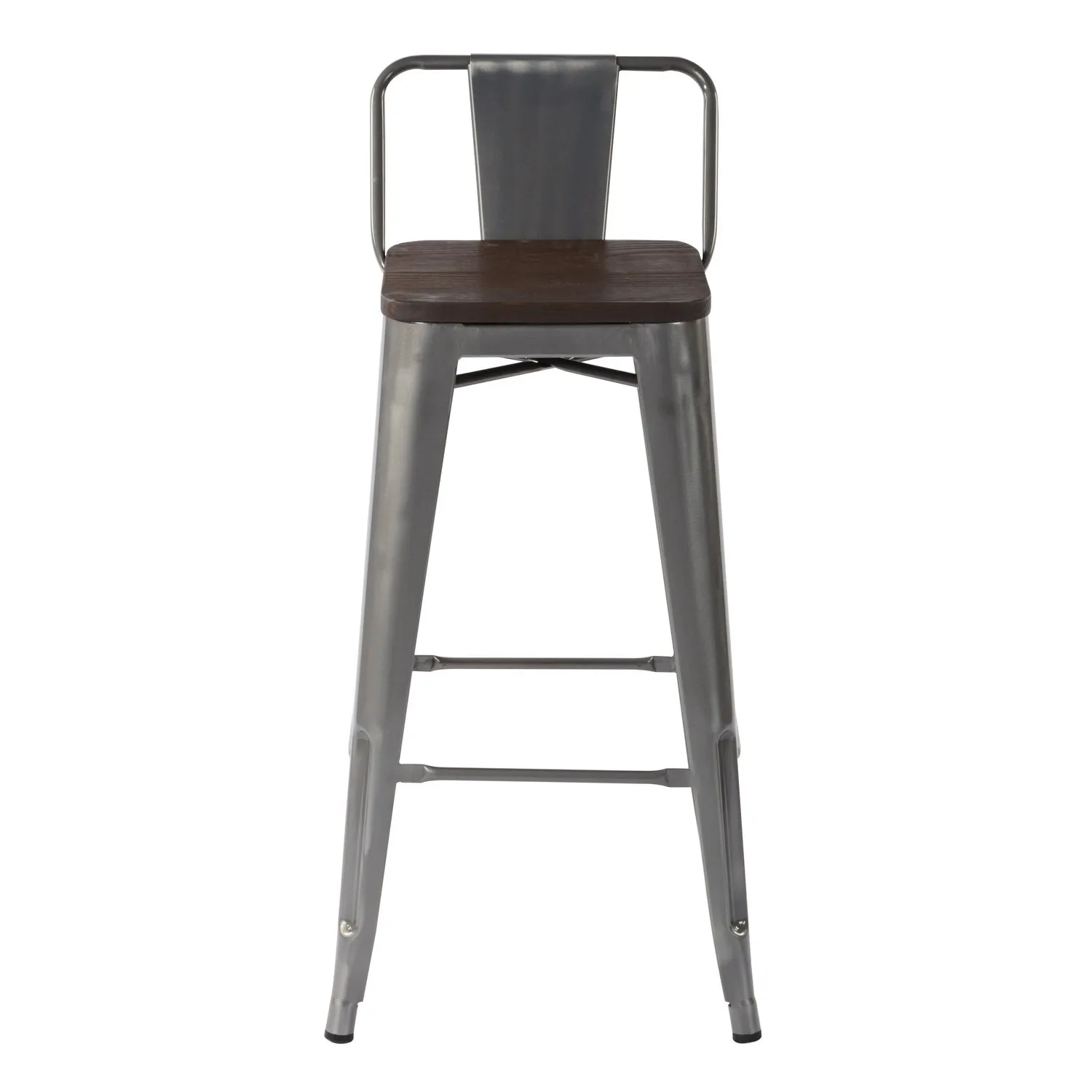 HOMYCASA Industrial 29 Inch Metal Bar Stools Set of 2 with Low Back and Solid Wood Seat, Tolix Style Stackable Stools for Kitchen, Bistro, Pub