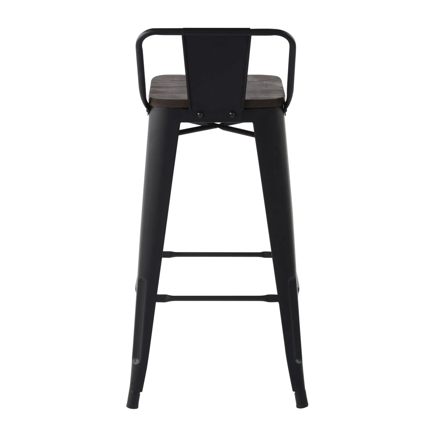 HOMYCASA Industrial 29 Inch Metal Bar Stools Set of 2 with Low Back and Solid Wood Seat, Tolix Style Stackable Stools for Kitchen, Bistro, Pub