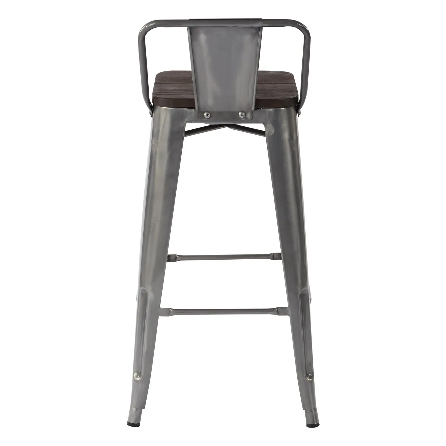 HOMYCASA Industrial 29 Inch Metal Bar Stools Set of 4 with Low Back and Solid Wood Seat, Tolix Style Stackable Stools for Kitchen, Bistro, Pub