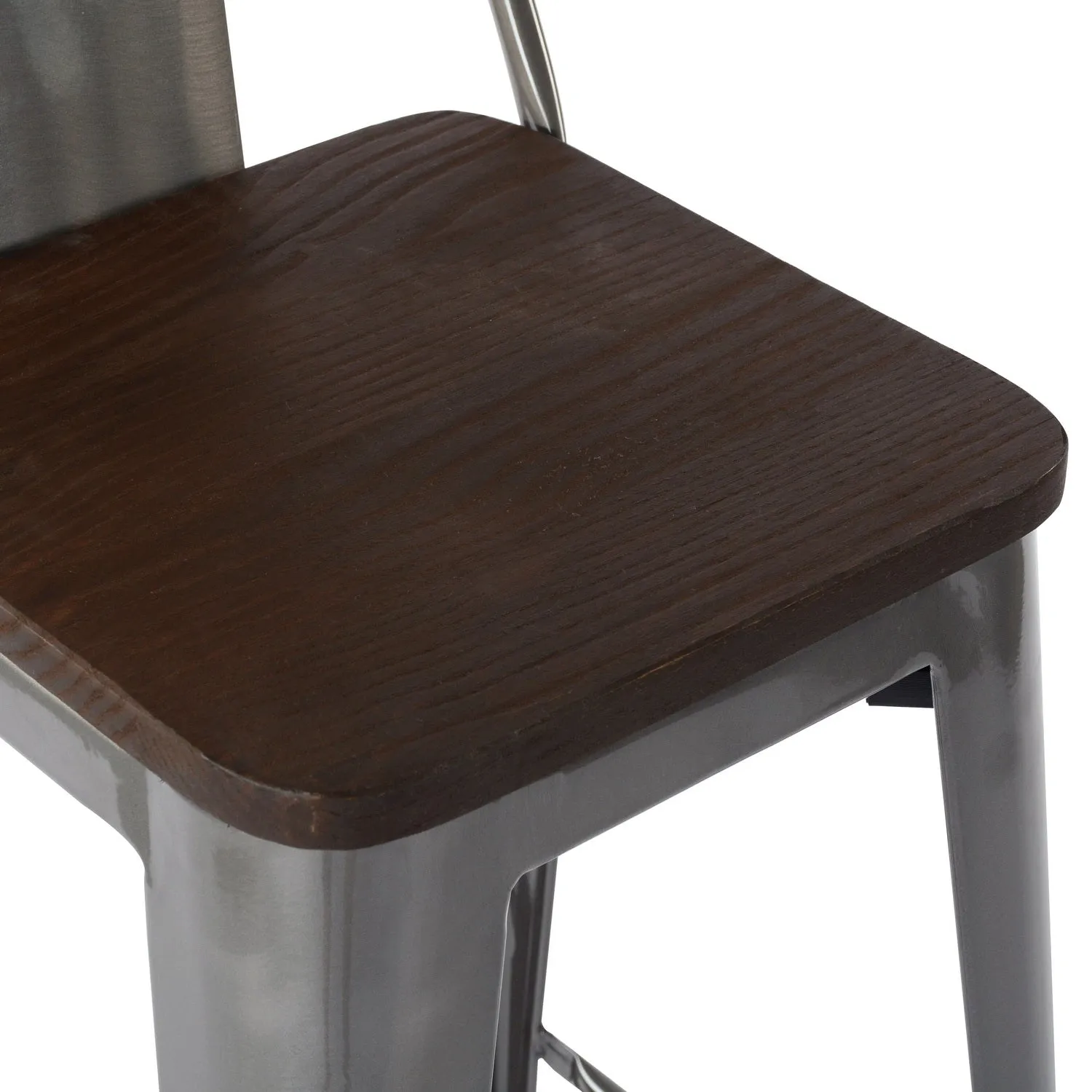 HOMYCASA Industrial 29 Inch Metal Bar Stools Set of 4 with Low Back and Solid Wood Seat, Tolix Style Stackable Stools for Kitchen, Bistro, Pub