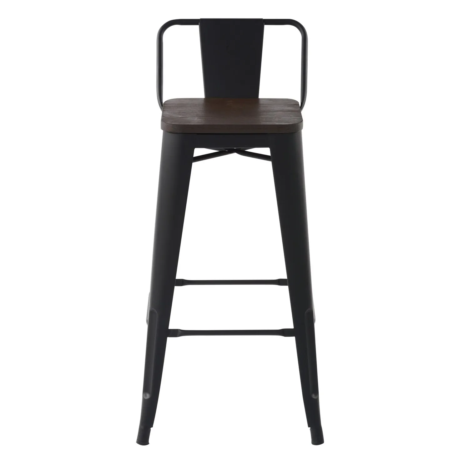 HOMYCASA Industrial 29 Inch Metal Bar Stools Set of 4 with Low Back and Solid Wood Seat, Tolix Style Stackable Stools for Kitchen, Bistro, Pub