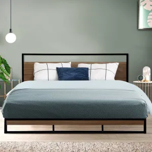 Industrial King Bed Frame, Sturdy Metal & Wood - Artiss