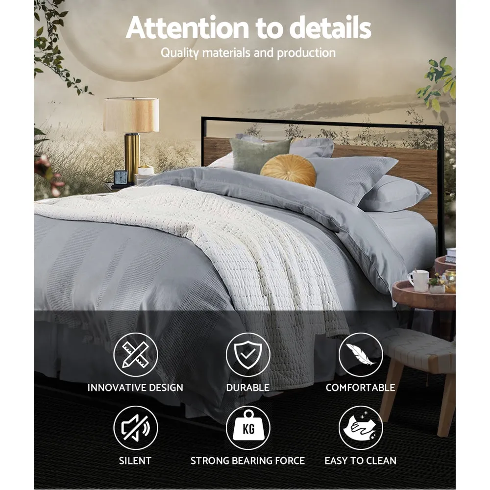 Industrial King Bed Frame, Sturdy Metal & Wood - Artiss
