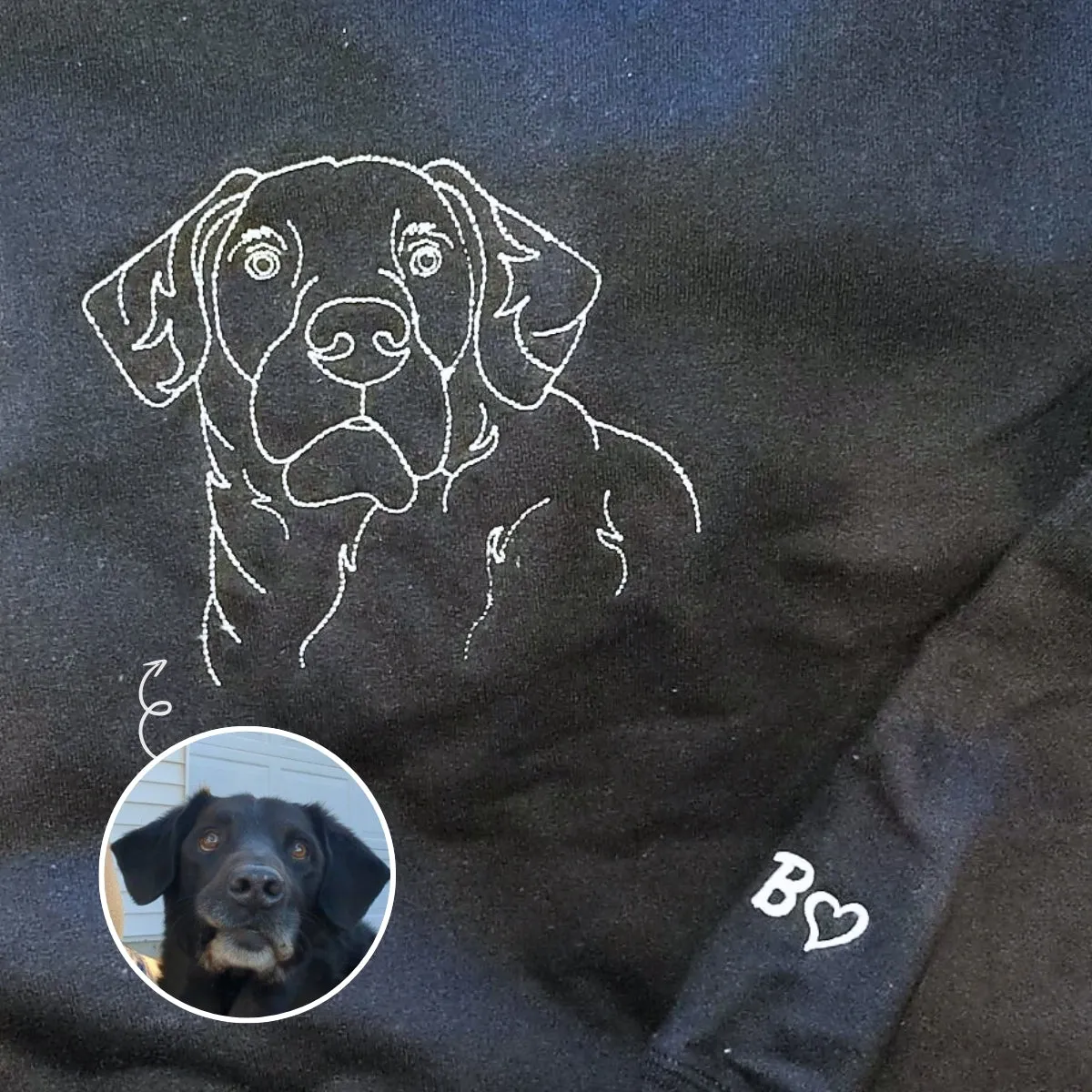 Labrador Sweatshirt or Hoodie, Custom Embroidered Gift from Photo Name