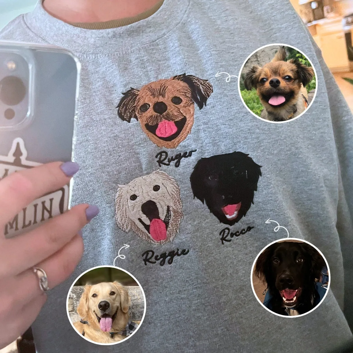 Labrador Sweatshirt or Hoodie, Custom Embroidered Gift from Photo Name