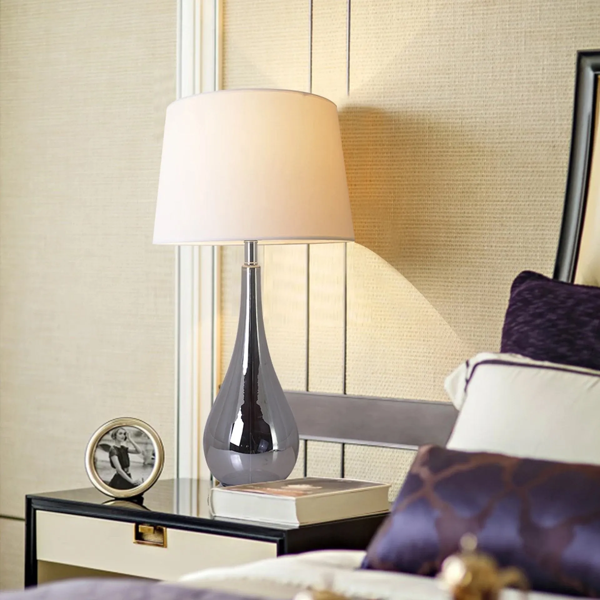 Lola Big Translucent Ombre Glass Table Lamp 30" - Chrome Ombre/White (Set of 2)