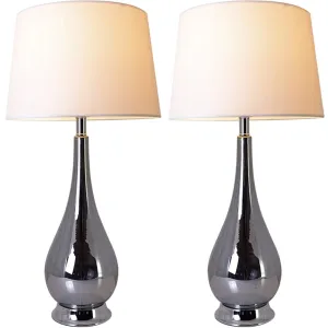 Lola Big Translucent Ombre Glass Table Lamp 30" - Chrome Ombre/White (Set of 2)