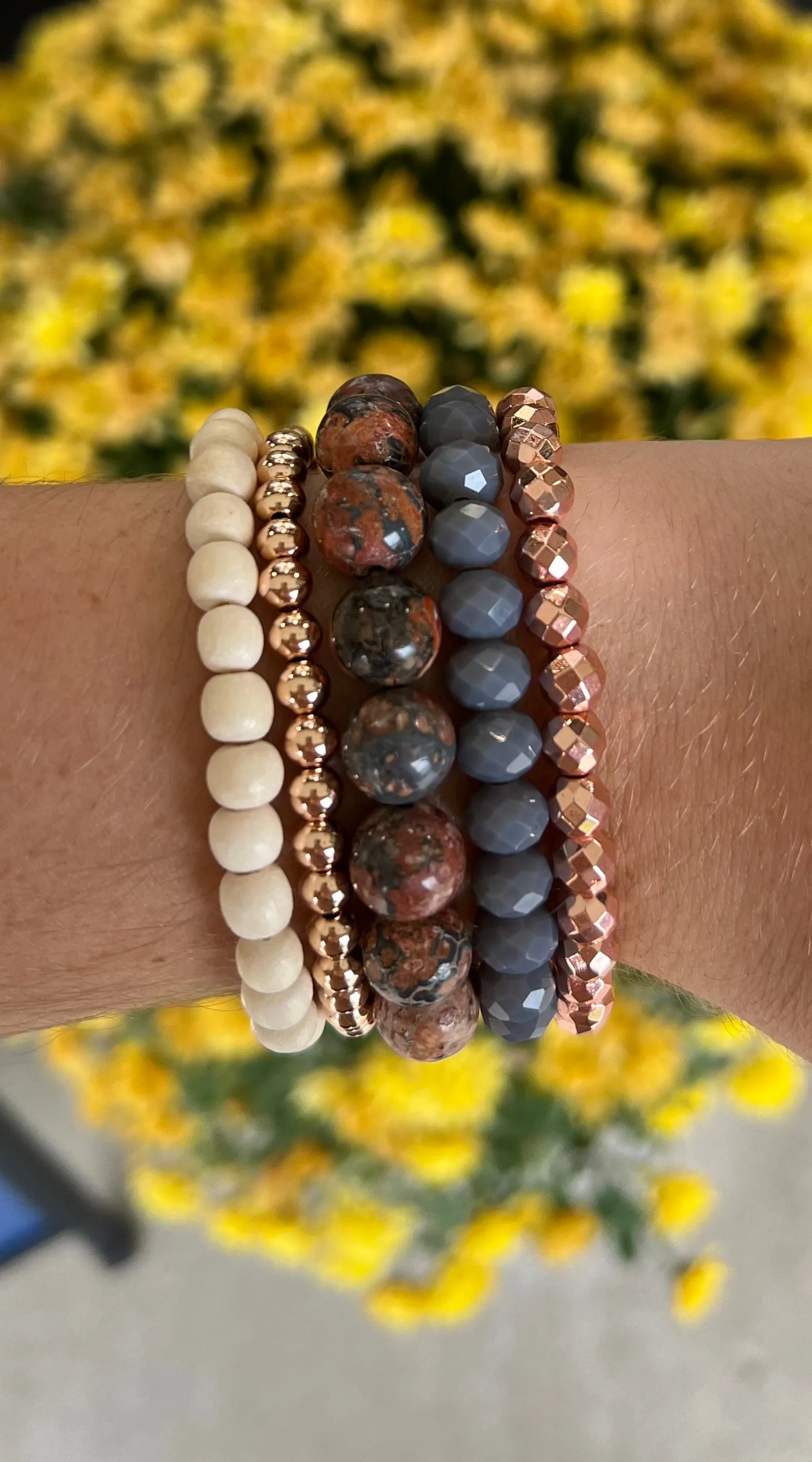 Medium Grey Faceted Rondelle 8mm Bracelet