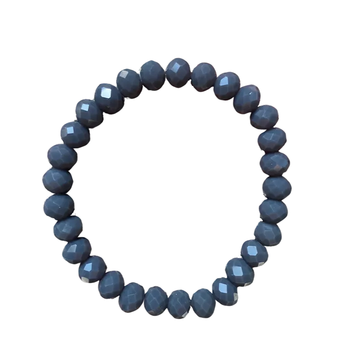 Medium Grey Faceted Rondelle 8mm Bracelet