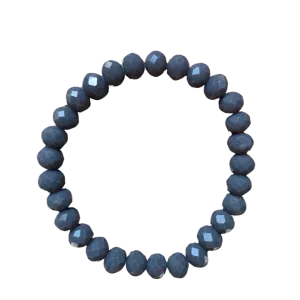 Medium Grey Faceted Rondelle 8mm Bracelet