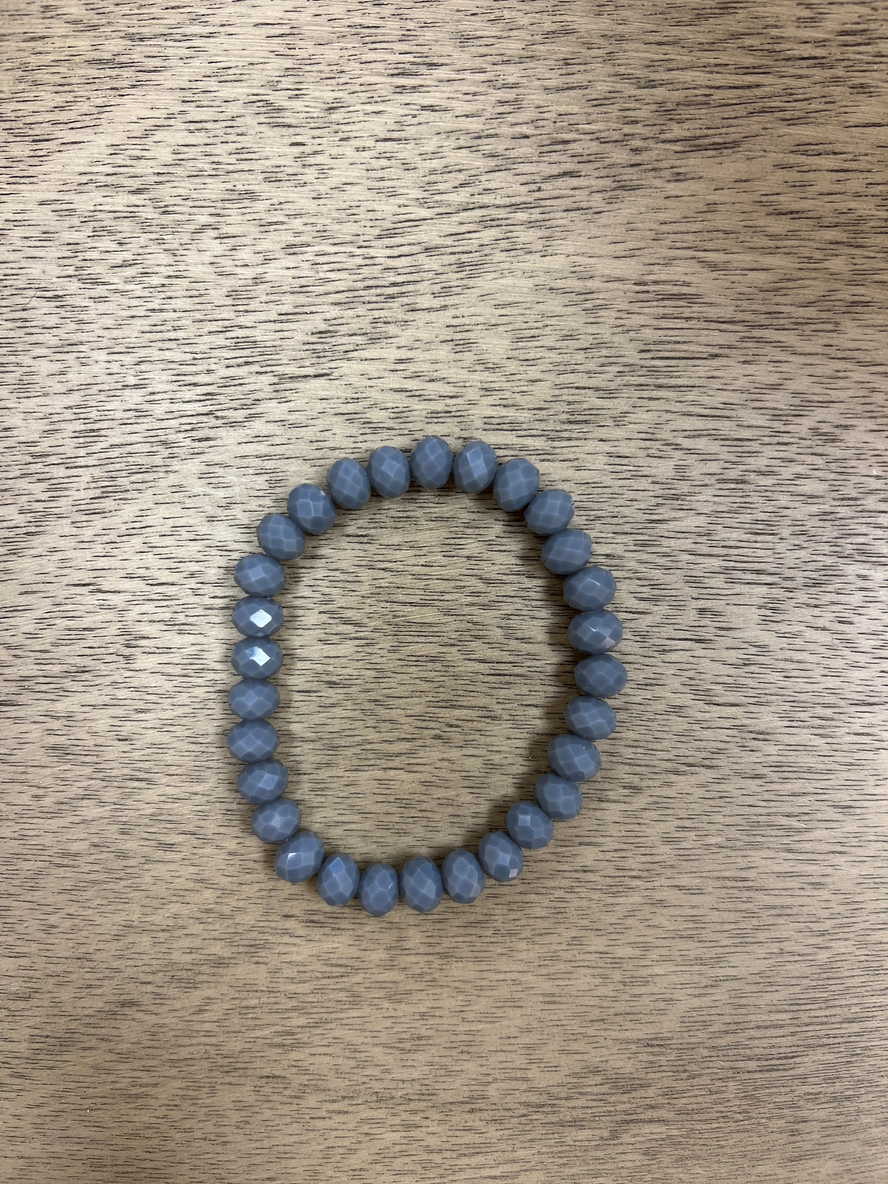 Medium Grey Faceted Rondelle 8mm Bracelet