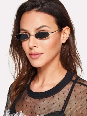 Metal Frame Flat Lens Sunglasses