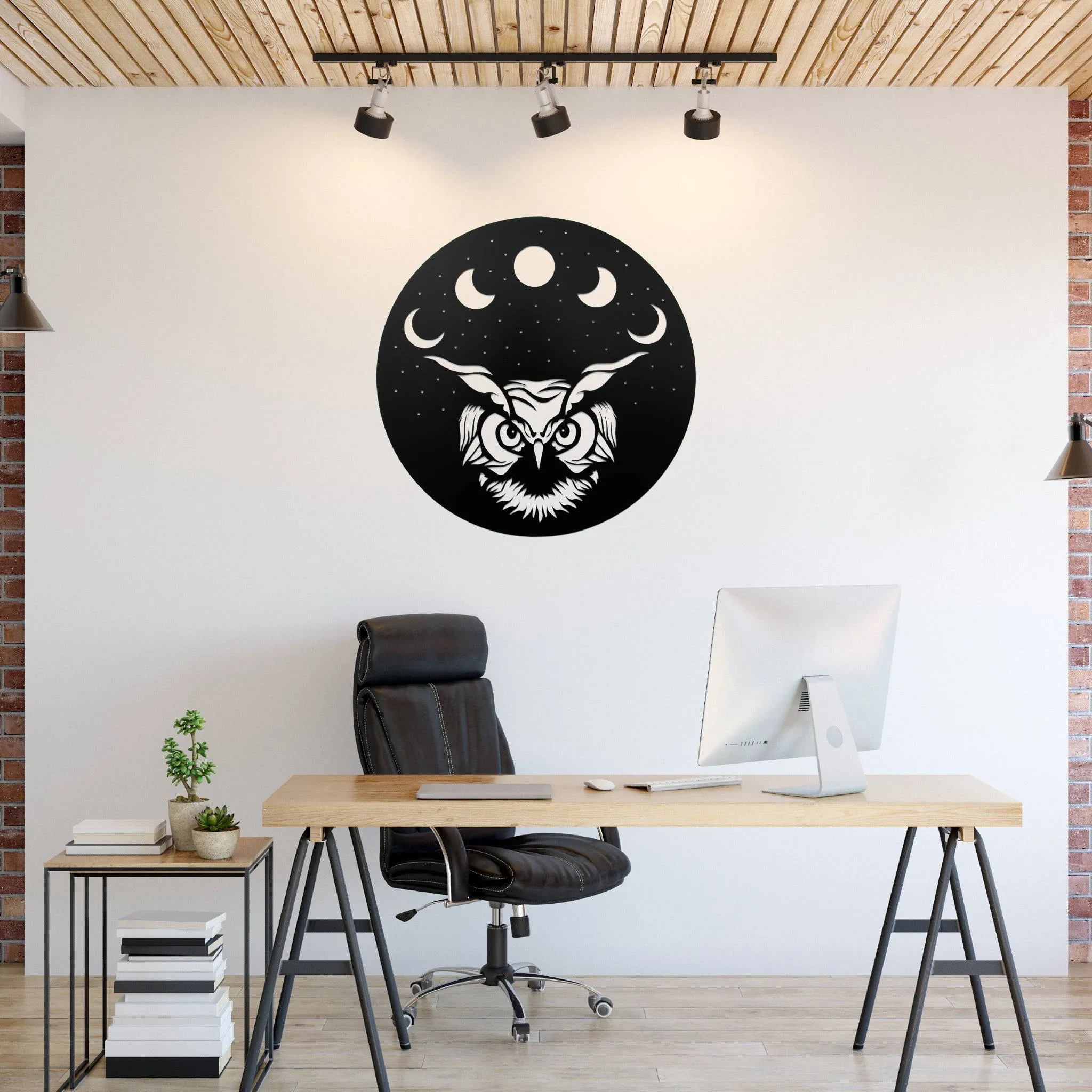 Moon Owl - Metal Wall Art