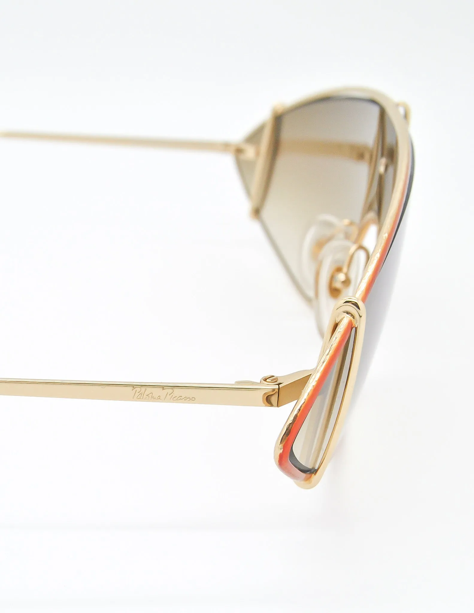 Paloma Picasso Vintage Orange and Gold Space Sunglasses 3728