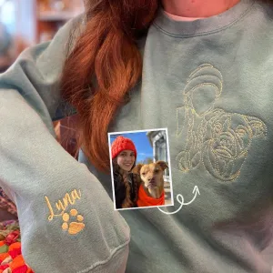 Pitbull Mom Sweatshirt or Hoodie, Custom Embroidered Gift from Photo Name