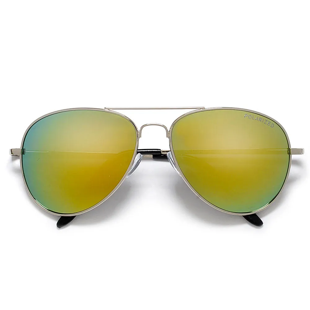 Polarized Classic Aviator with Colorful Reflective Lens Sunglasses