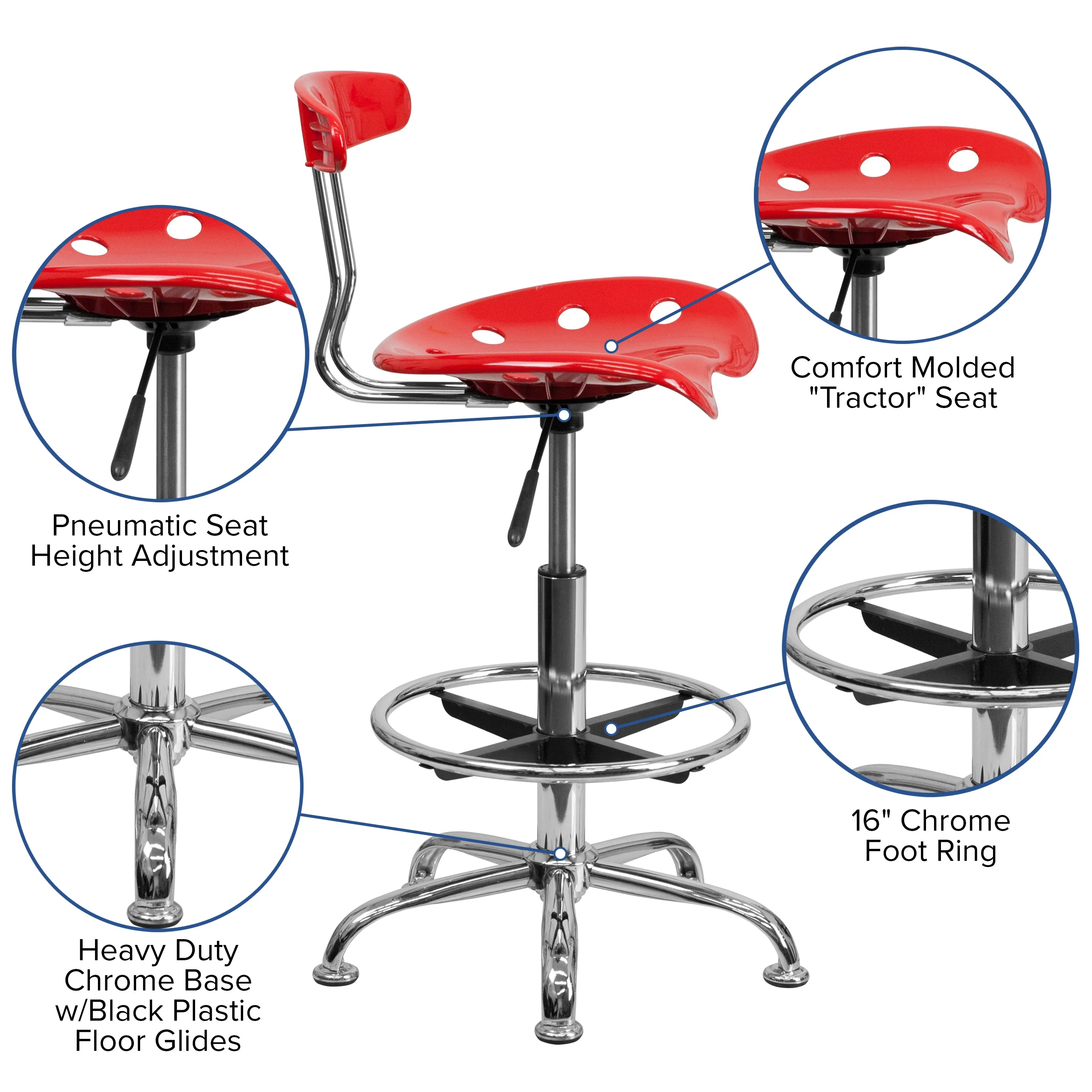Red Tractor Stool LF-215-RED-GG
